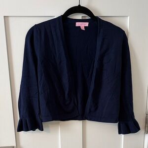 Lilly Pulitzer Navy Shrug/Bolero/Cropped Lightweight Sweater with 3/4 Sleeves